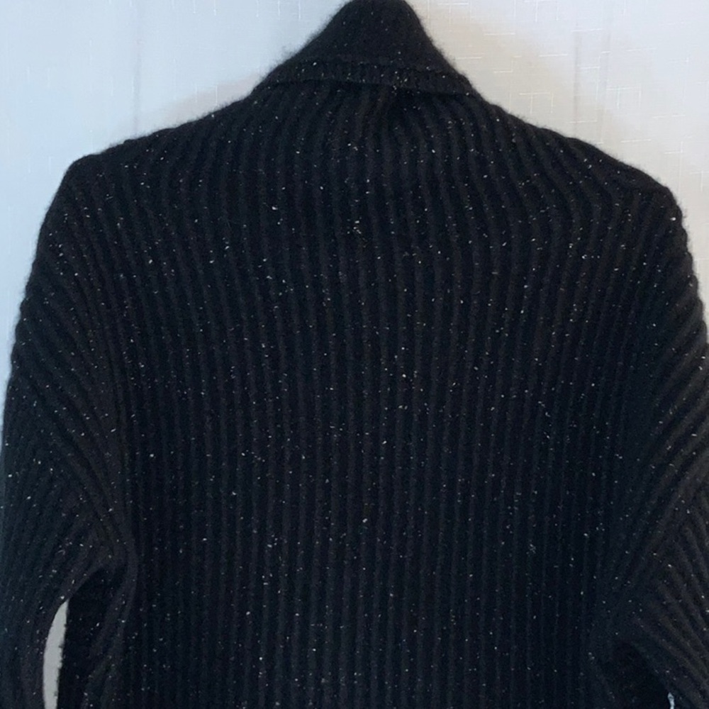 912 Nordstrom Cashmere Black Boxy Turtleneck Sweater with Silver - Picture 7 of 15